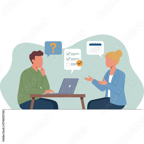 Business Discussion and Planning Meeting Illustration