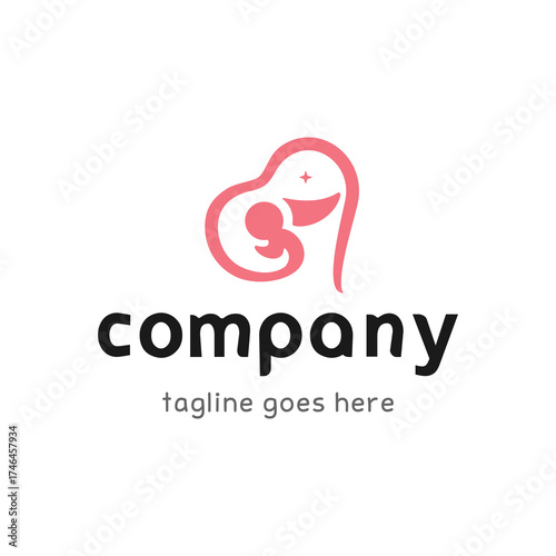 baby care mom and baby stylized logo symbol primium design