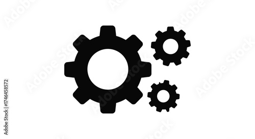 Interlocking gears representing mechanical engineering industrial process technology and teamwork collaboration silhouette