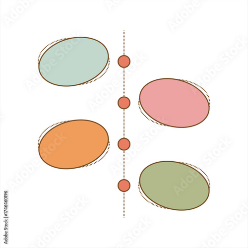 Soft pastel infographic featuring oval shapes arranged vertically for comparison or data grouping.