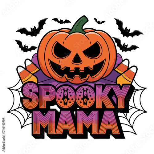 Spooky Mama Halloween Illustration.