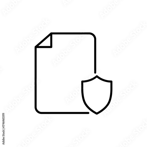 Free Download A simple line drawing depicts a document icon with a folded corner and a shield icon next to it neatly - GFXLoad