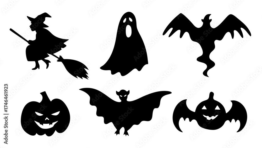 Fototapeta premium A spooky collection of various halloween character silhouettes