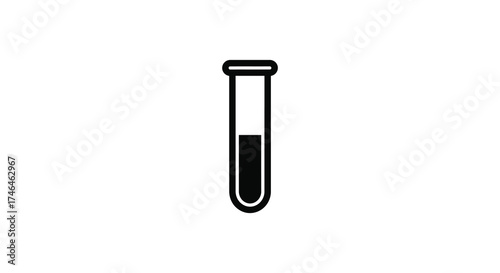 Simple outline icon of a test tube with liquid content for science and laboratory concepts silhouette