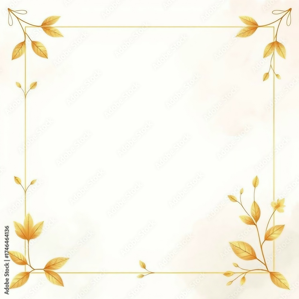 Obraz premium autumn leaves border Decorative Single Border Frame Design – Elegant Ornamental Outline for Invitation, Certificate, and Poster