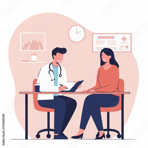 Doctor and patient discussing health during a medical consultation in a doctor's office