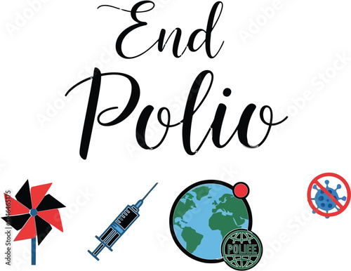 Vector art of end polio campaign, a global health initiative
