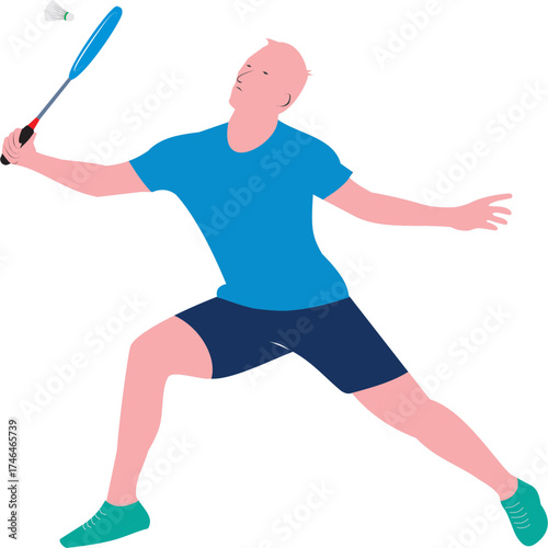 Badminton Player Hitting Shuttlecock Illustration