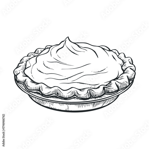 Delicious cream pie ready for serving at dessert gatherings. Vector illustration