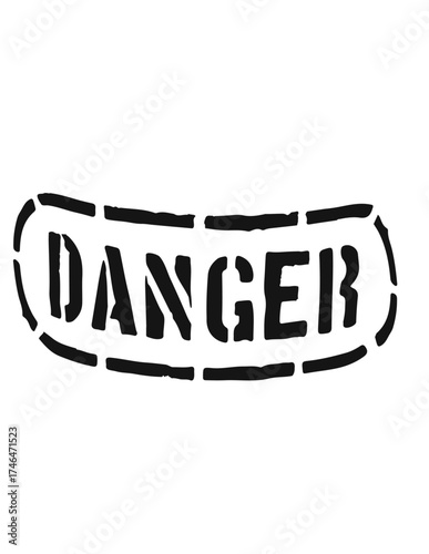 Isolated vector illustration of a danger warning sign in a rough, spray-painted stencil font, perfect for safety and hazard concepts