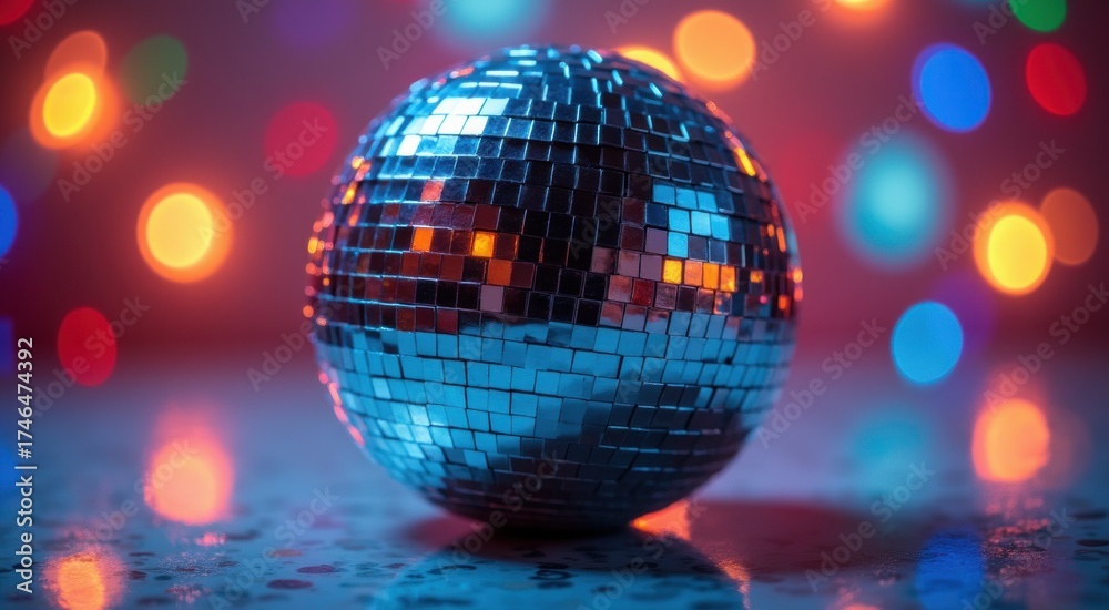 Fototapeta premium A close up of a disco ball with a lot of lights in the background
