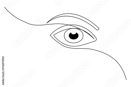 Minimalist human eye continuous one line drawing vector illustration on white background for modern design