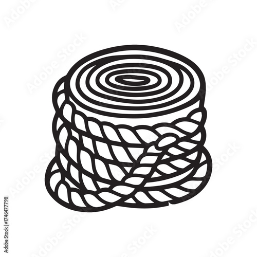  Simple Cute Rolled Ship Rope Bold Line Art Design.