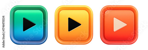 Free Download Colorful Play Button Icons on Transparent Background for Digital Design - GFXLoad