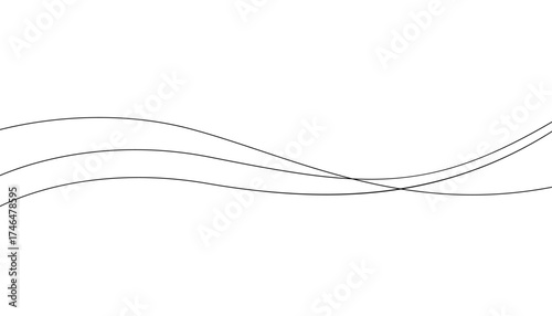 Continuous line in form curve wave, seamless abstract pattern. Wavy striped graphic background. Calm, still water of sea, river, ocean, swimming pool. Line art template. Vector illustration