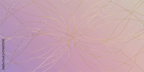 Elegant gold line art on a soft purple and pink background