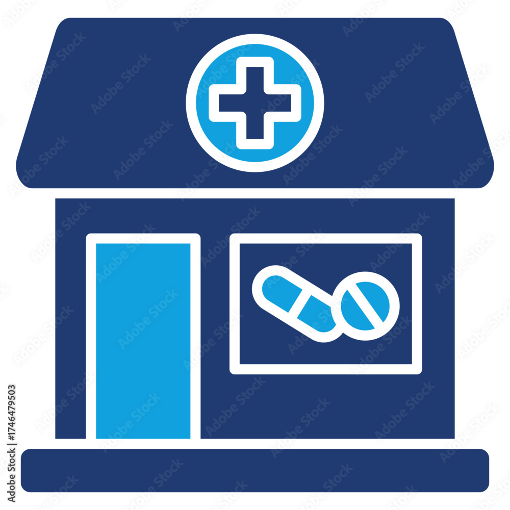 Fototapeta premium Pharmacy Flat Blue Icon