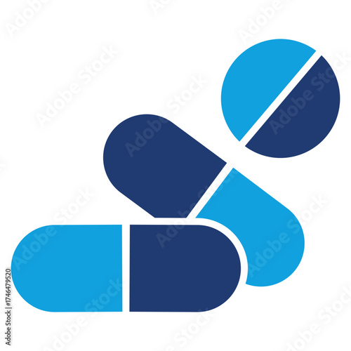 Pills Flat Blue Icon