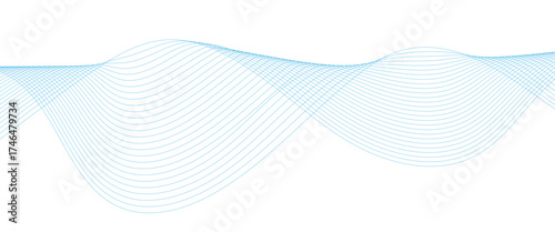 Abstract white and blue wave dynamic curve lines on white background. Energy technology concept modern backdrop design for business, presentation, banner.