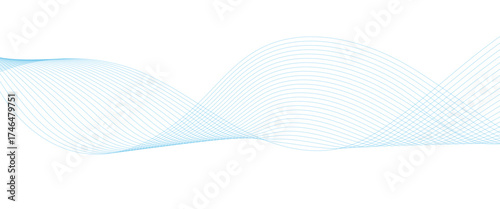 Abstract white and blue wave dynamic curve lines on white background. Energy technology concept modern backdrop design for business, presentation, banner.