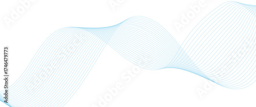 Abstract white and blue wave dynamic curve lines on white background. Energy technology concept modern backdrop design for business, presentation, banner.