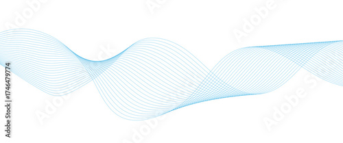 Abstract white and blue wave dynamic curve lines on white background. Energy technology concept modern backdrop design for business, presentation, banner.
