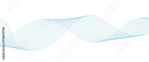 Abstract white and blue wave dynamic curve lines on white background. Energy technology concept modern backdrop design for business, presentation, banner.