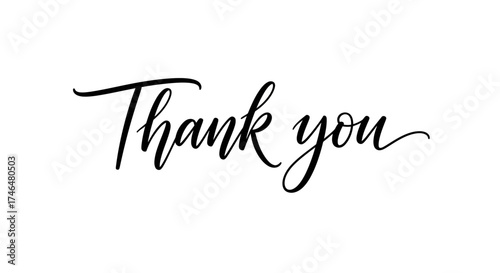 Elegant cursive calligraphy of the words 'Thank you' on a plain white background.