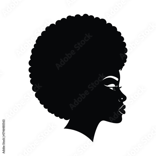 Silhouette of a woman with afro hairstyle
