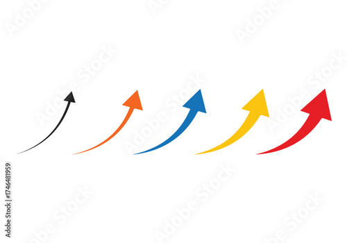 Vector up arrows icon set. Set of rising color arrows