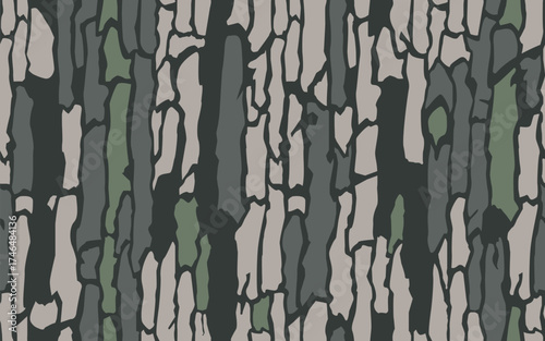Vector seamless camo tree bark tiger army fatigue pattern design