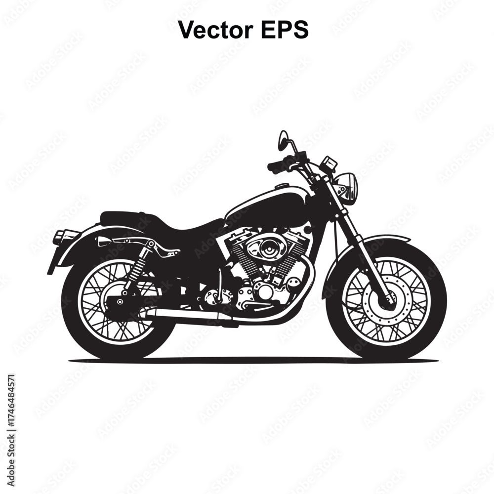 Obraz premium Vector art of black silhouette of a classic motorcycle