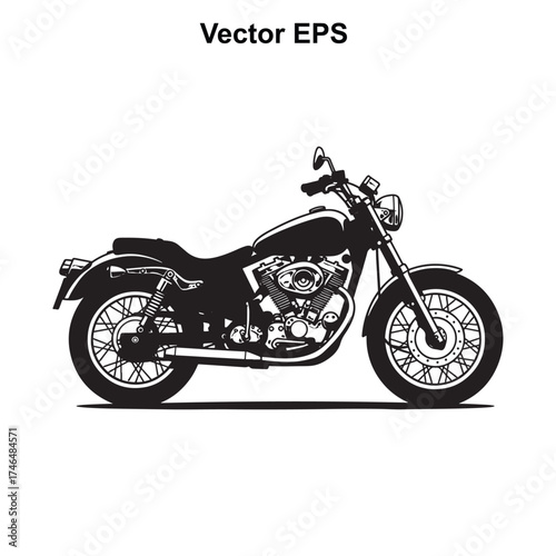 Vector art of black silhouette of a classic motorcycle
