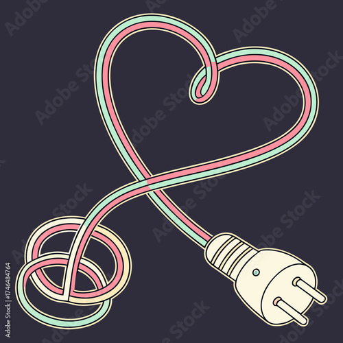 Vector art of electric plug in heart shape