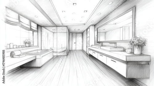 Innovative bathroom renovation design sketches showcasing modern layout and elegant fixtures for a luxurious experience