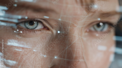 Close-up of AI neural network mapping emotional responses across human faces, symbolizing affective computing, predictive AI modeling, and advanced emotion recognition technology. cinematic color