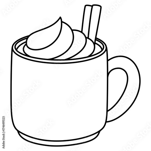 pumpkin spice latte isolated doodle outline