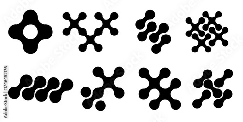 Dynamic set of black and white seamless pattern elements, perfect for modern designs, branding, or cutting-edge backgrounds, offering stylish creative possibilities