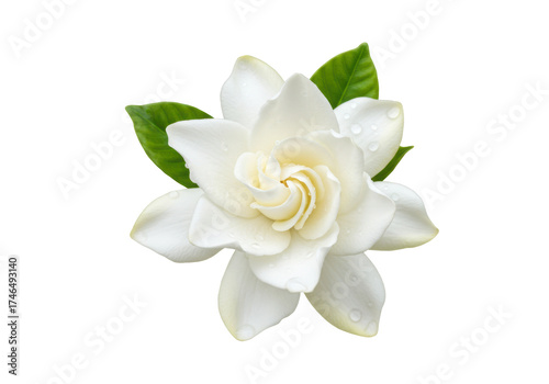 Картината върху платно Isolated Gardenia flower with leaves, beautiful fragrant bloom, garden decoratio