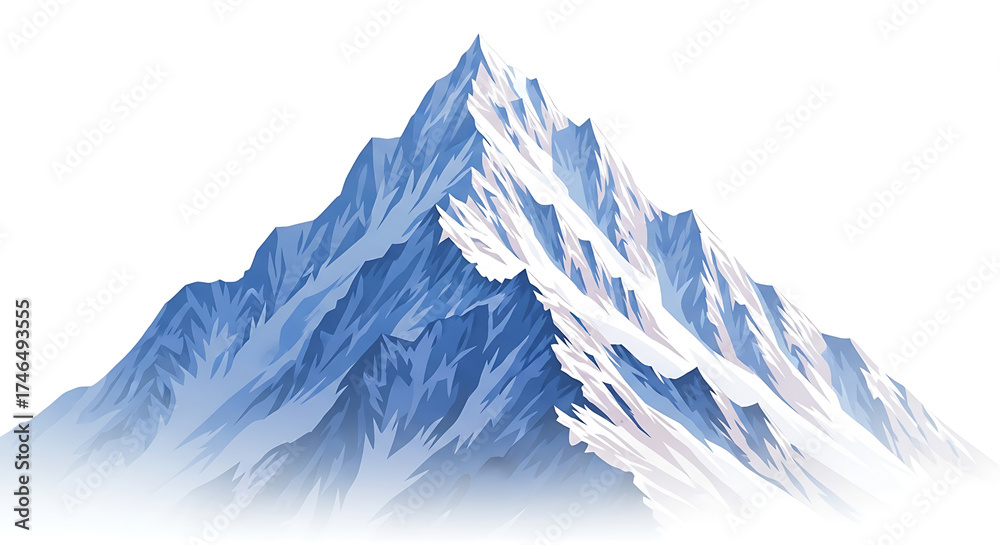 Fototapeta premium Majestic snow capped mountain peak isolated on transparent background