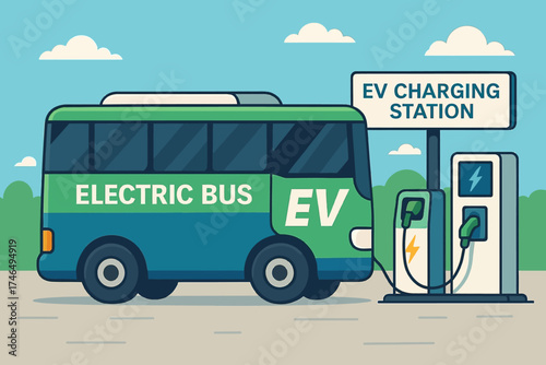 vector illustration of a bus electric