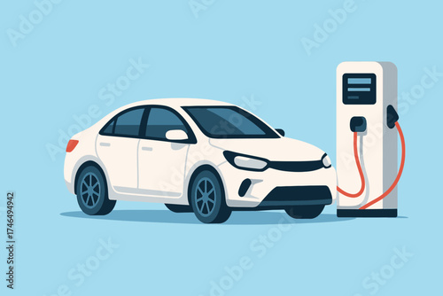 illustration electric car charging station