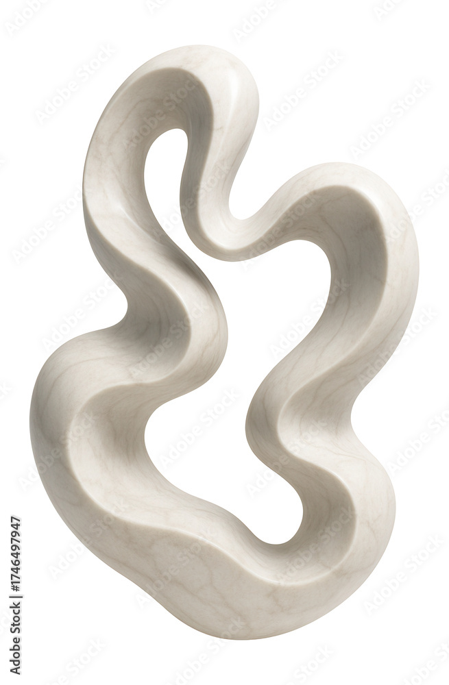 Naklejka premium Abstract marble sculpture with flowing curves, ideal for a minimalist workspace.