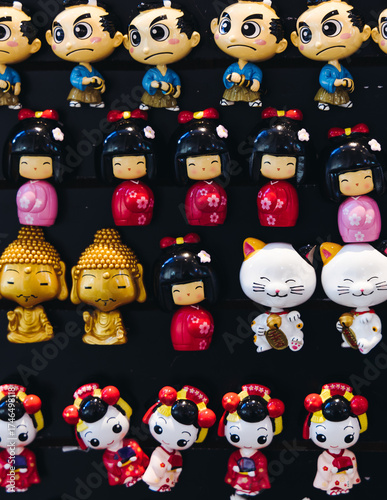 Canvas Print Traditional Japanese tourist souvenirs and gifts from Tokyo, Japan, with mount F