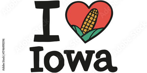 I Love Iowa Corn Vector – Agricultural State Pride Cartoon