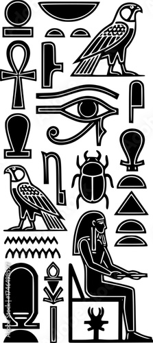 Hieroglyphs of Ancient Egypt black vertical
