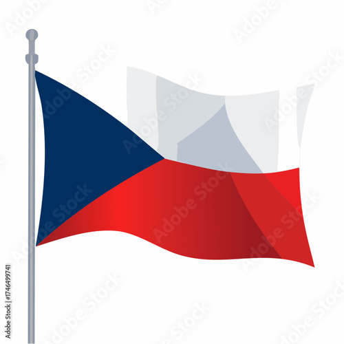 Czech republic flag waving illustration isolated on white background