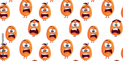 vector illustration seamless pattern of funny surprised emojis