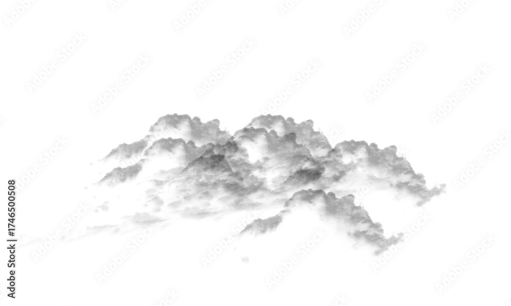 Obraz premium Dark gray smoke cloud exploding against a black background