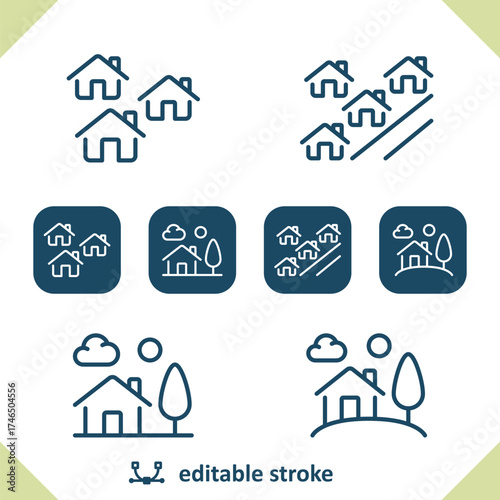 City Icons. House, Home, Neighborhood, Suburbs Icons